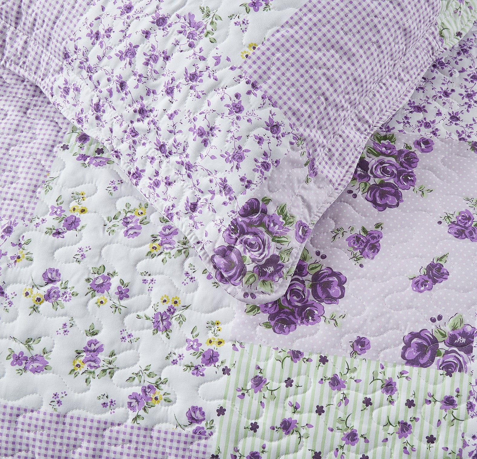 Luxury Quilted Patchwork Embroidered Bedspread Comforter with Pillow Case