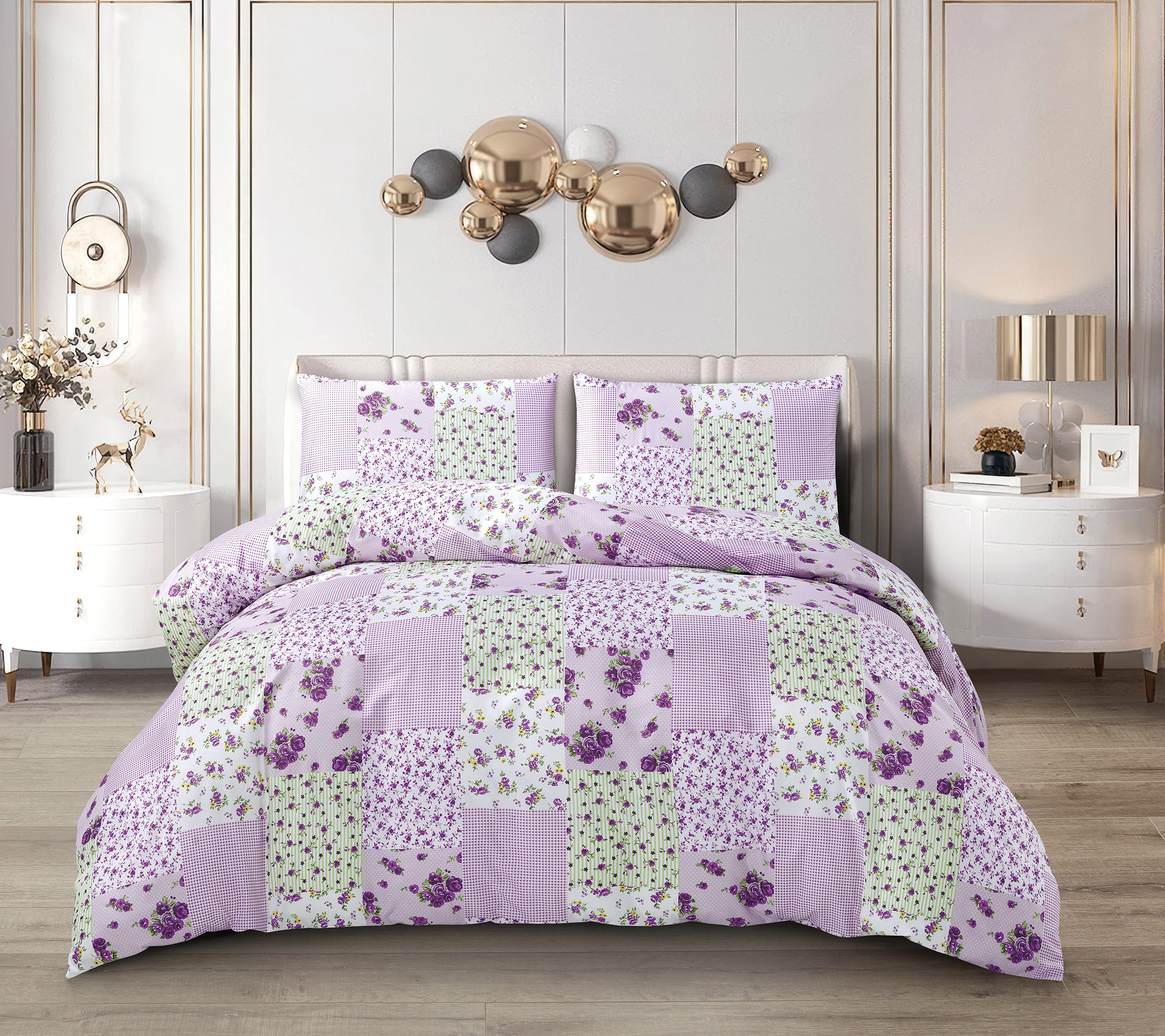 Breathable Microfiber Quilt Duvet Cover Set With Fitted Sheet