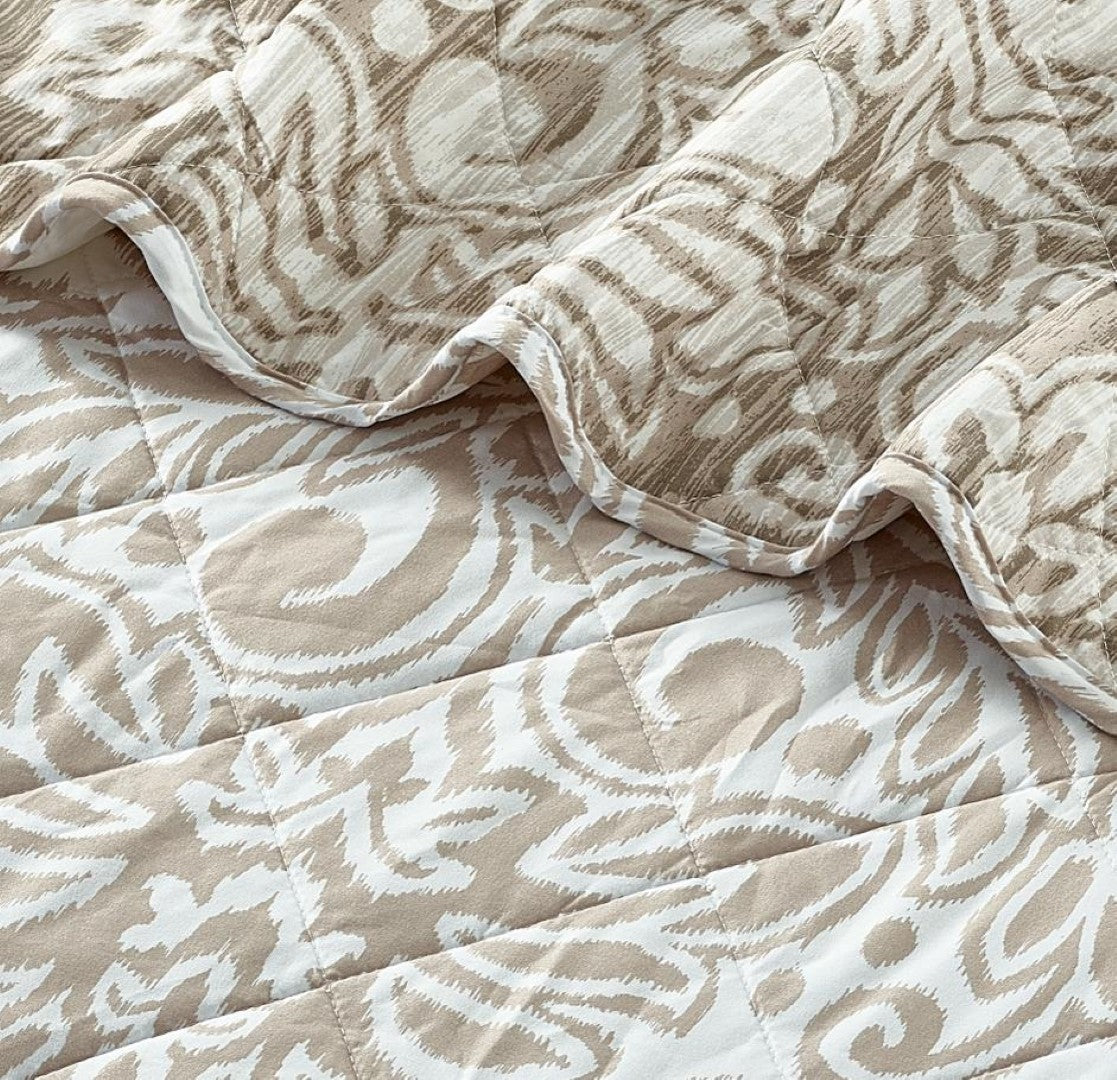 Printed Embroidered Quilted Bedspread Comforter with Pillow Case