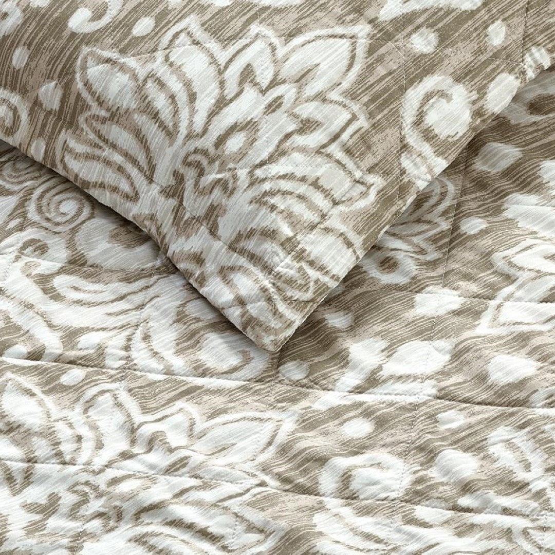 Printed Embroidered Quilted Bedspread Comforter with Pillow Case