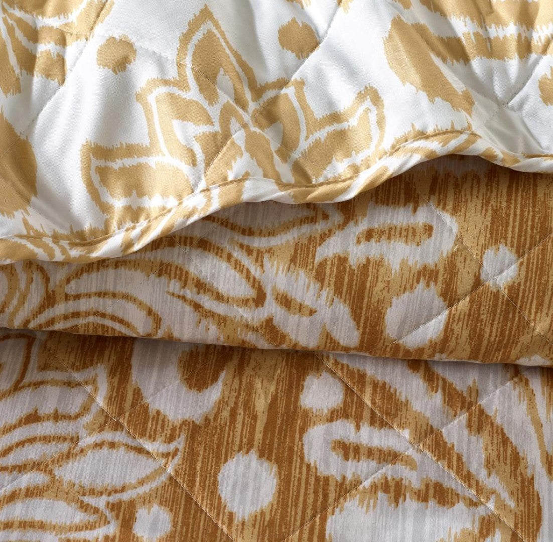 Printed Embroidered Quilted Bedspread Comforter with Pillow Case