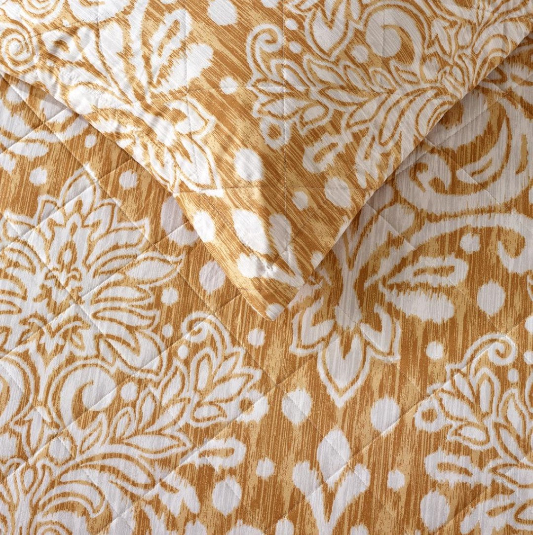 Printed Embroidered Quilted Bedspread Comforter with Pillow Case