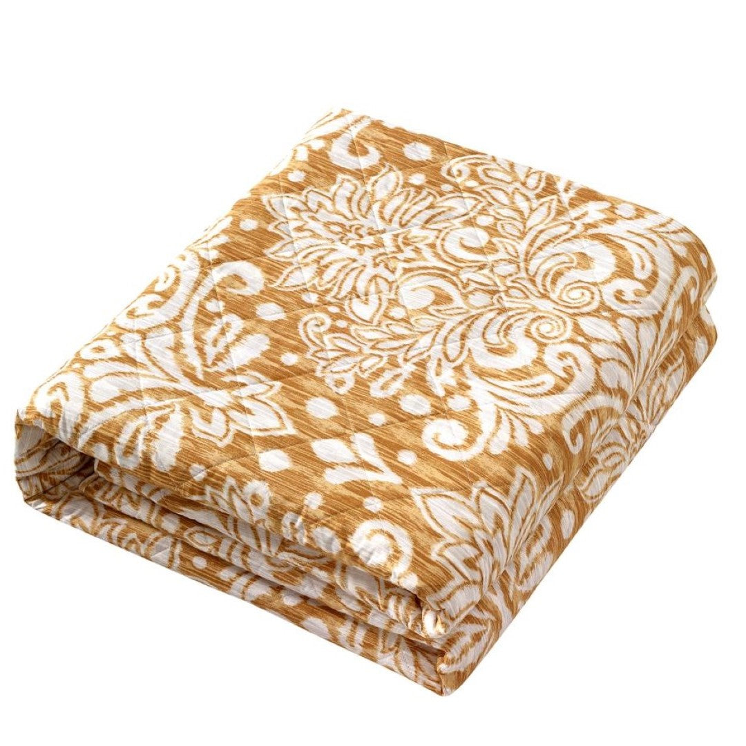 Printed Embroidered Quilted Bedspread Comforter with Pillow Case