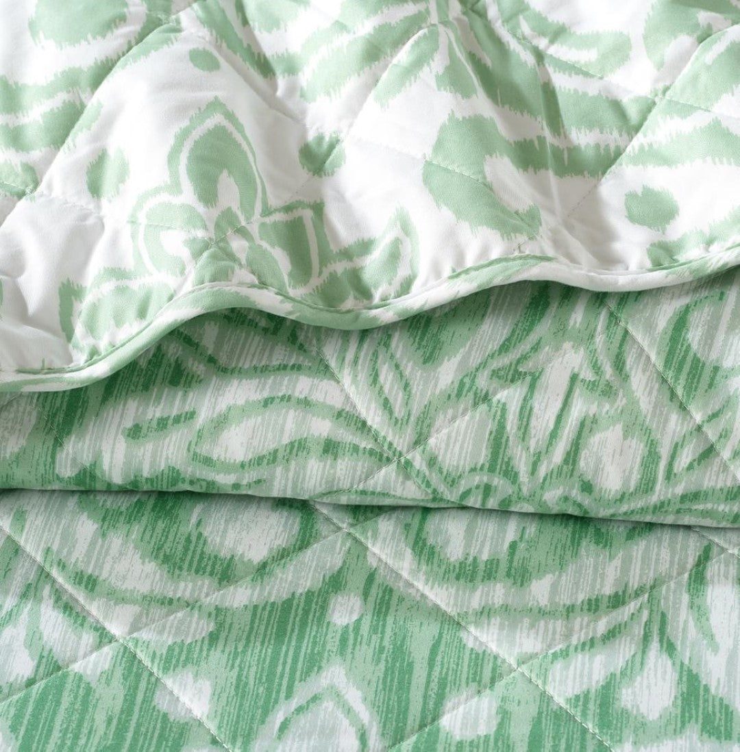 Printed Embroidered Quilted Bedspread Comforter with Pillow Case
