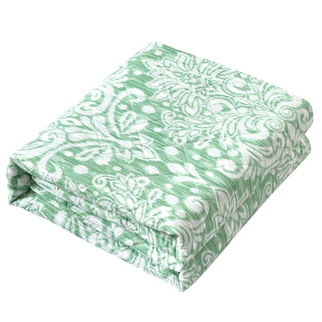 Printed Embroidered Quilted Bedspread Comforter with Pillow Case