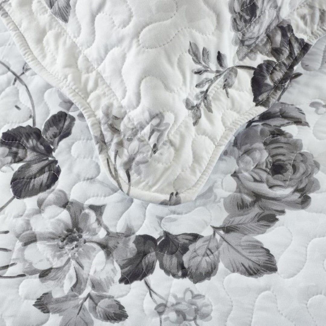 Printed Embroidered Quilted Bedspread Comforter with Pillow Case
