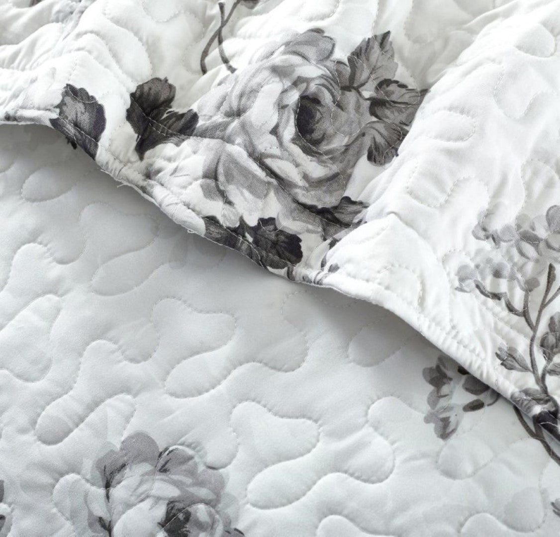 Printed Embroidered Quilted Bedspread Comforter with Pillow Case