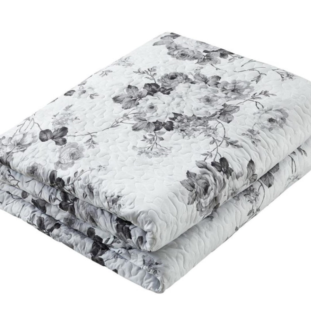 Printed Embroidered Quilted Bedspread Comforter with Pillow Case