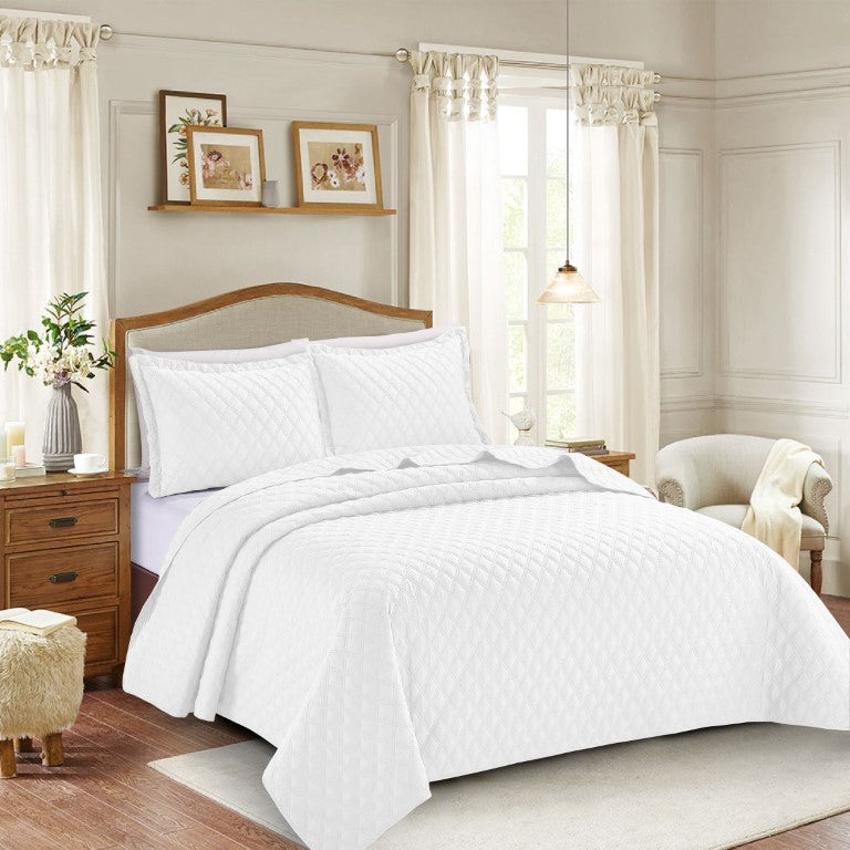 Inspiration Embossed Pattern Quilted Bedspread Comforter with Pillow Case