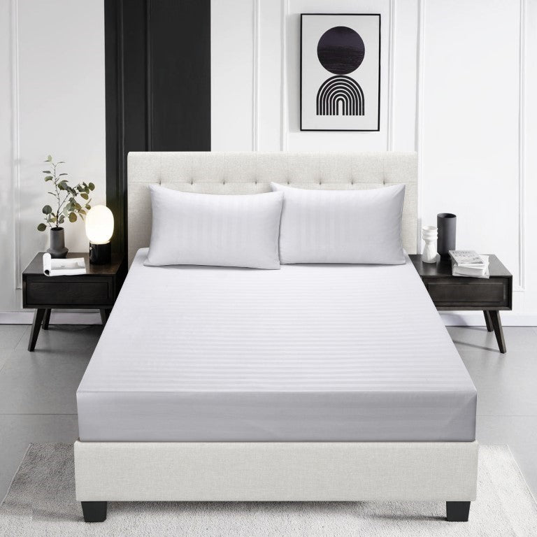 Elastic Edges Breathable Satin Stripe 30 Cm Deep Pocket Fitted Sheet