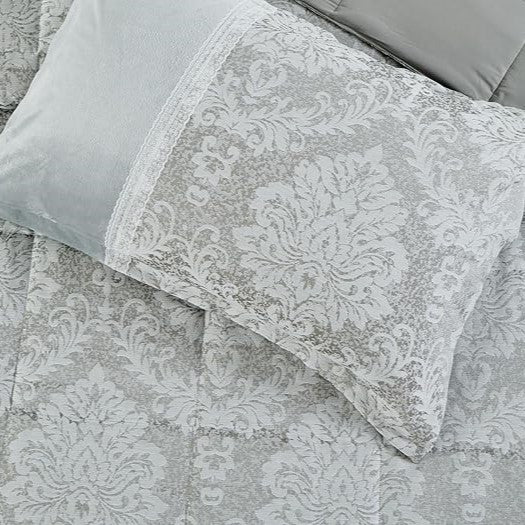 Charm Damask Pattern Velvet Jacquard Quilted Bedspread Comforter with Pillow Case