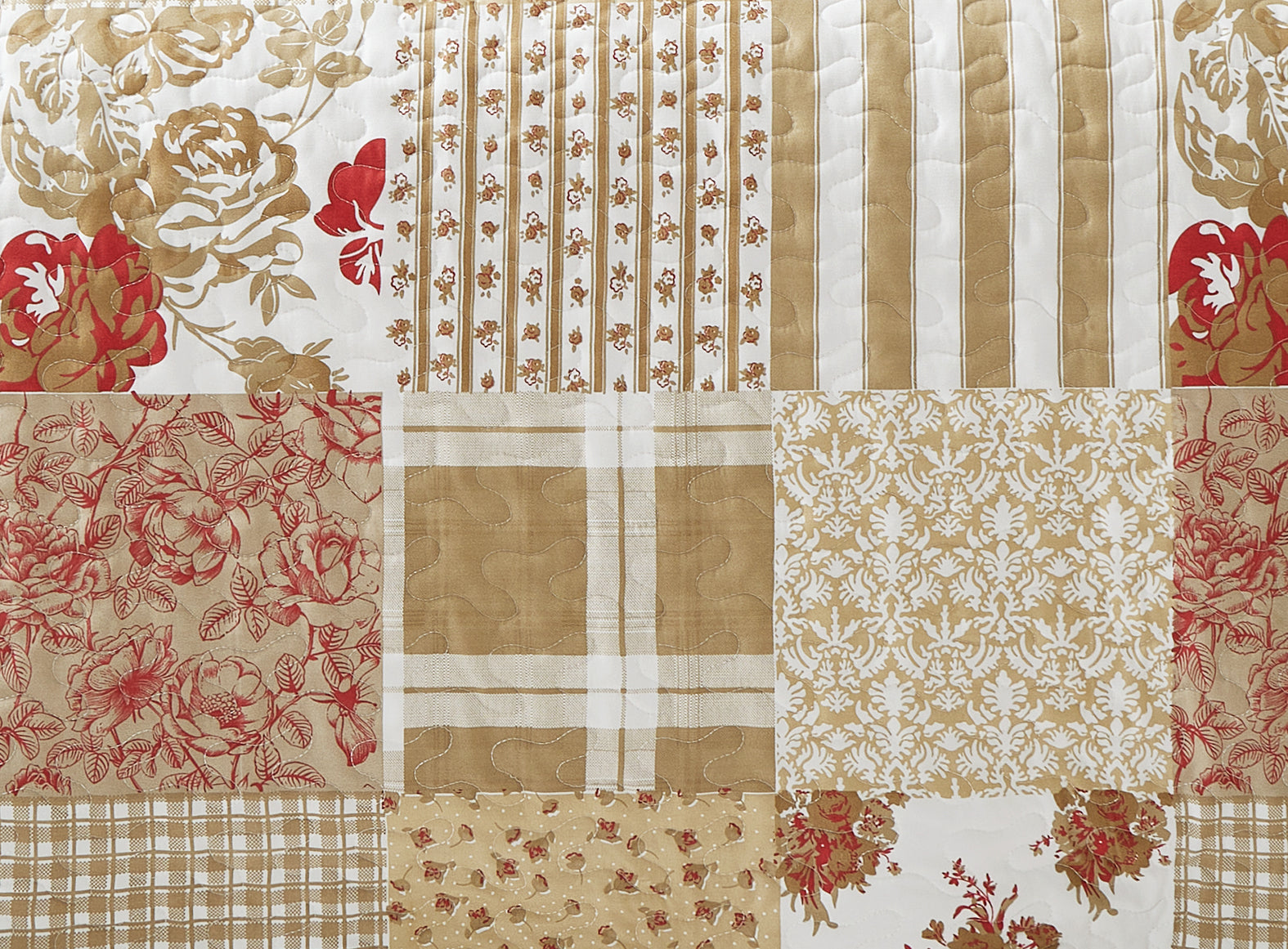 Luxury Quilted Patchwork Embroidered Bedspread Comforter with Pillow Case