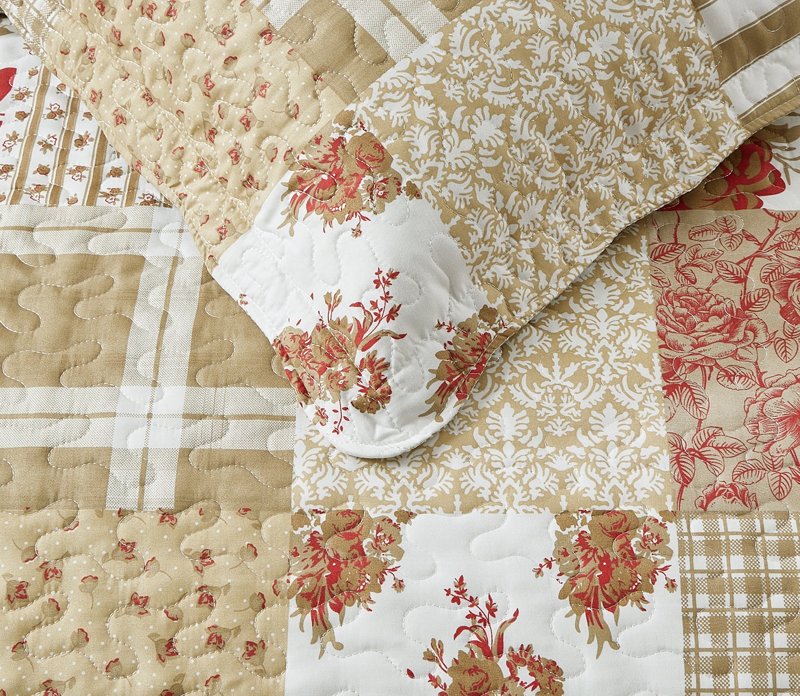 Luxury Quilted Patchwork Embroidered Bedspread Comforter with Pillow Case