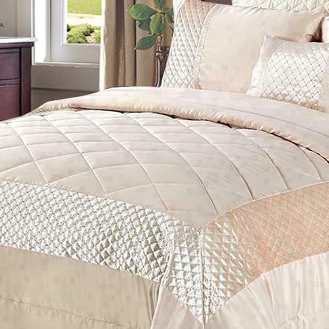 Atlanta Quilted Satin Sequence Design Bedspread Comforter with Pillow Case