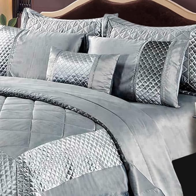 Atlanta Quilted Satin Sequence Design Bedspread Comforter with Pillow Case