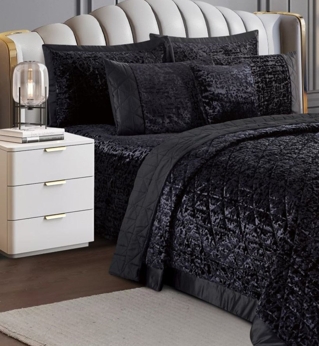 Luxury Quilted Plush Velvet Bedspread Comforter with Pillow Case