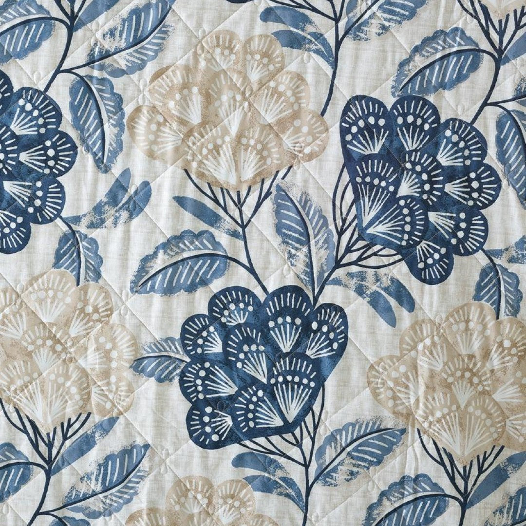 Printed Embroidered Quilted Bedspread Comforter with Pillow Case