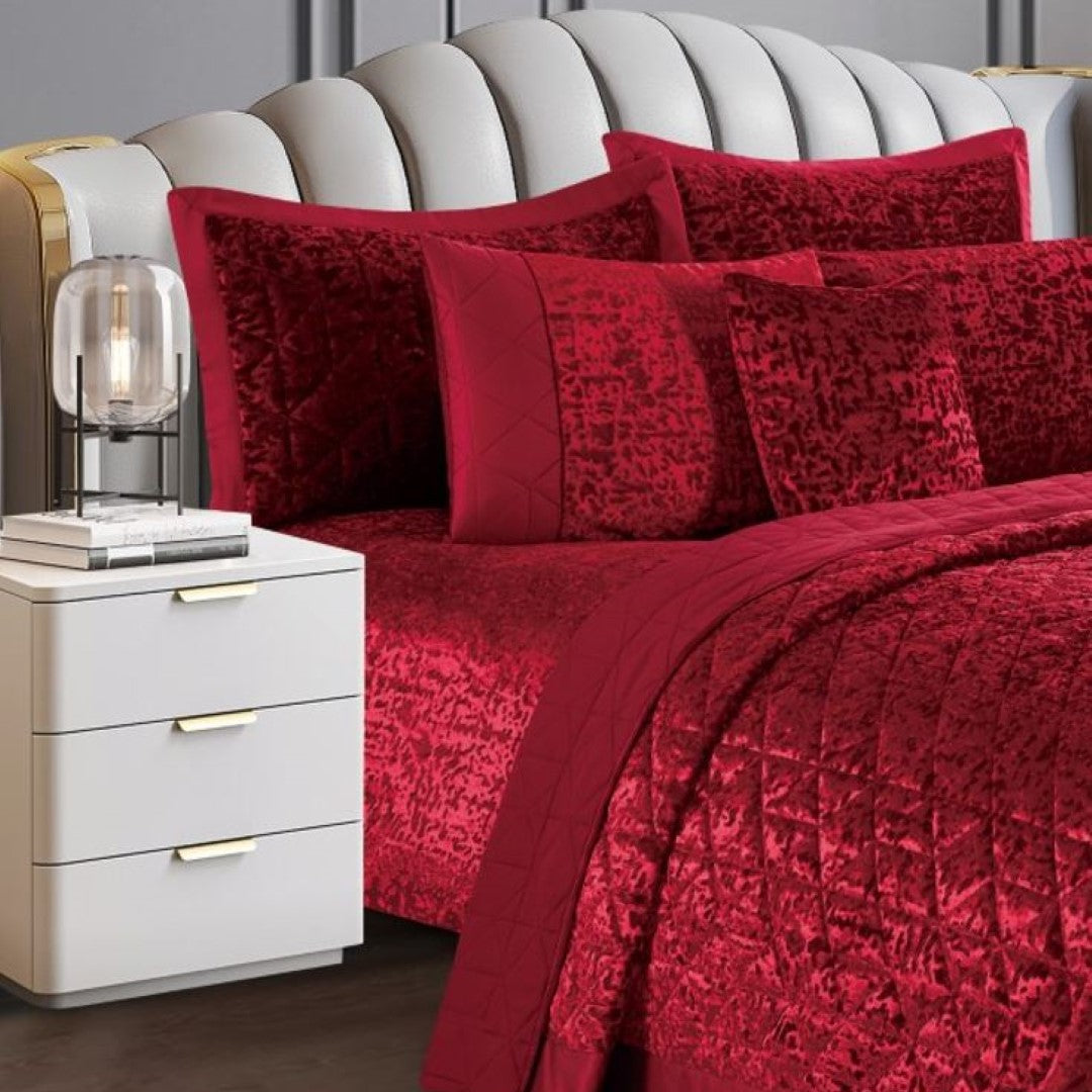 Luxury Quilted Plush Velvet Bedspread Comforter with Pillow Case