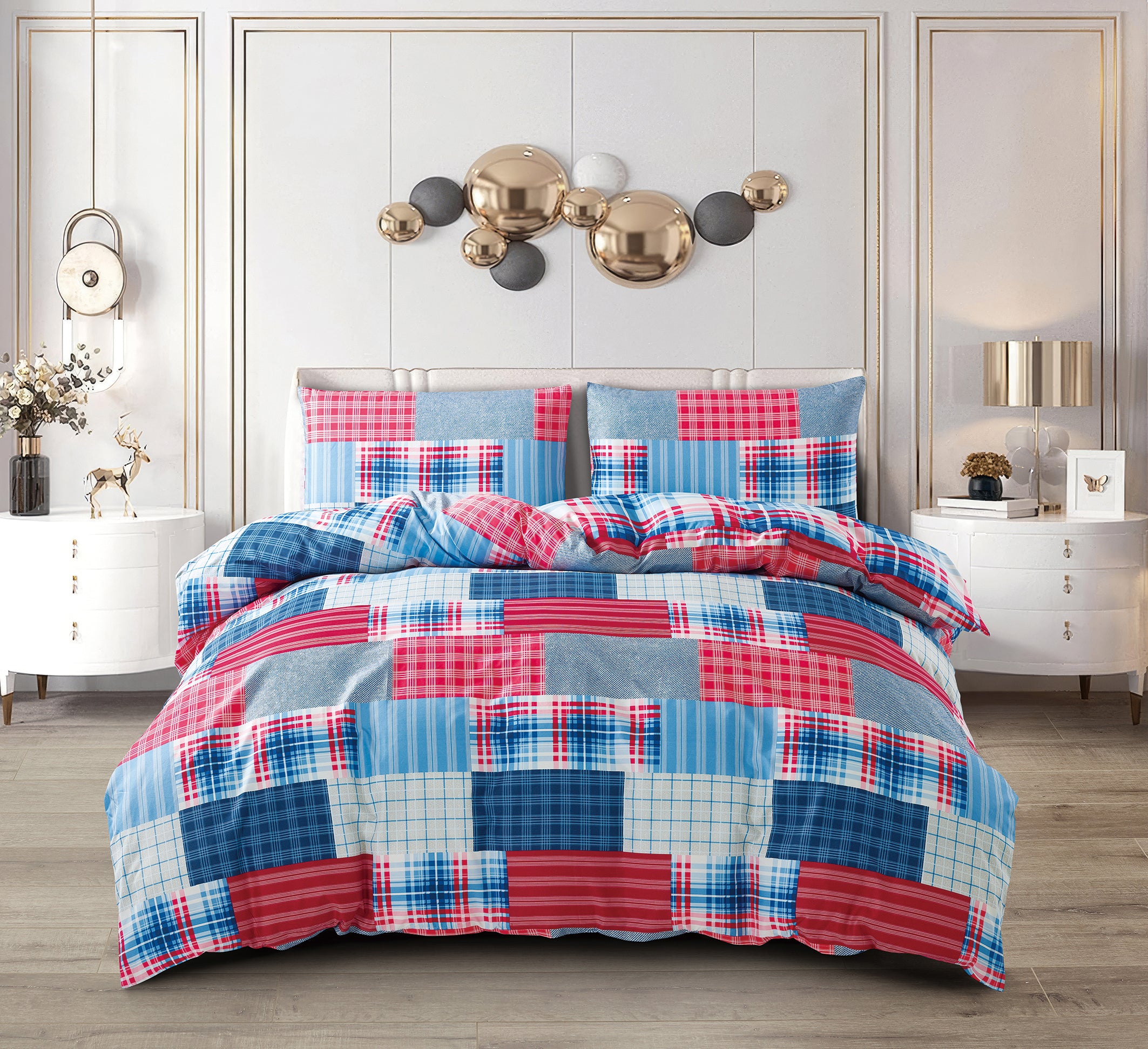 Breathable Cotton Rich Quilt Duvet Cover Set With Fitted Sheet