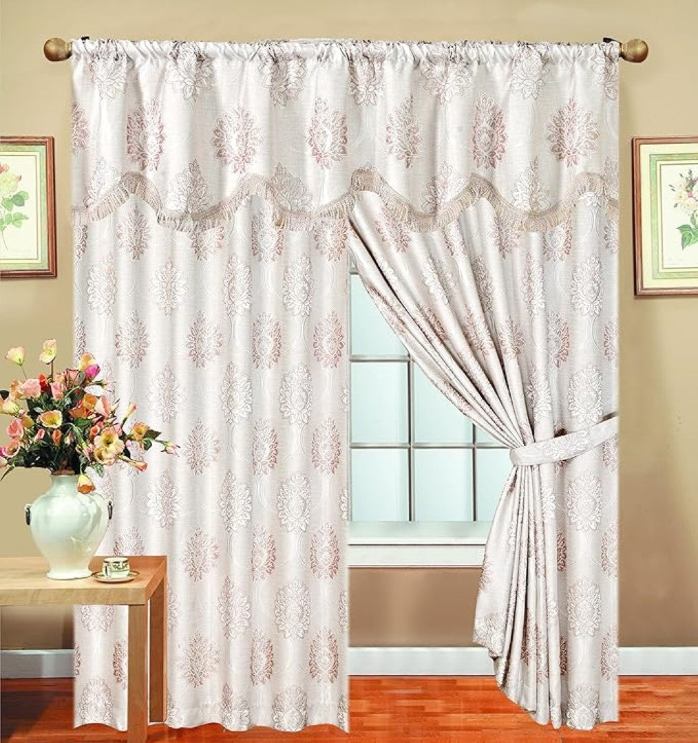 Jacquard Pelmet Fully Lined Heavy Pencil Pleat Malta Window Curtains