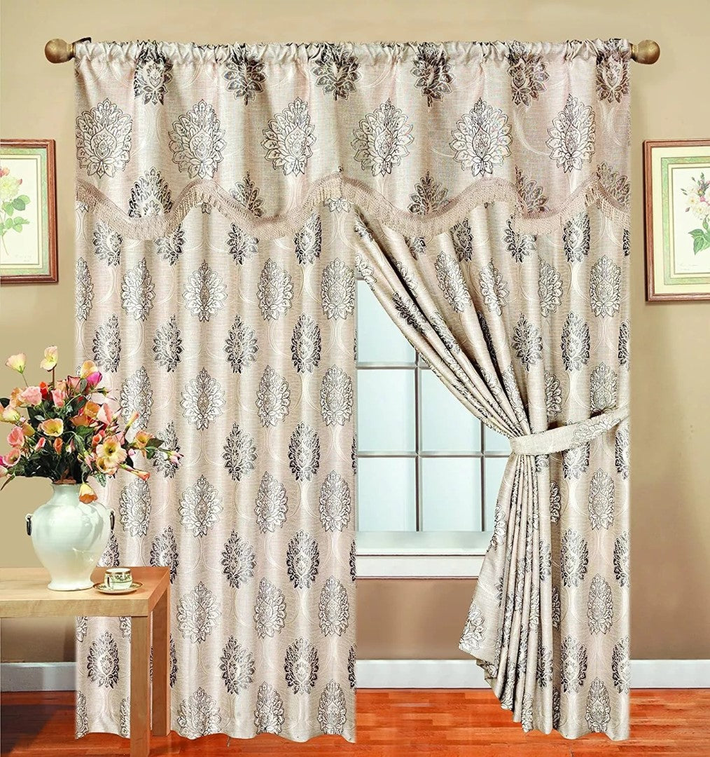 Jacquard Pelmet Fully Lined Heavy Pencil Pleat Malta Window Curtains
