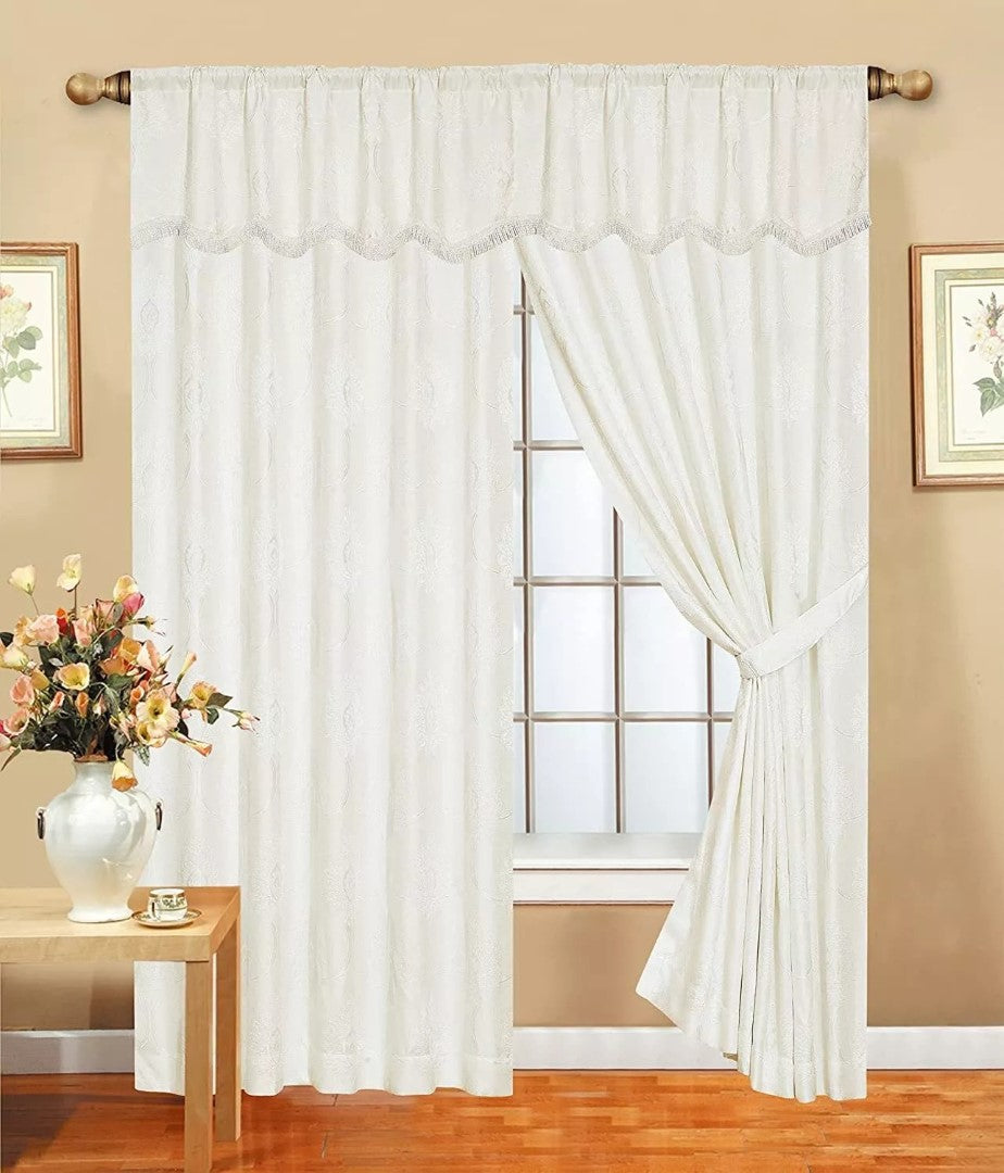 Jacquard Pelmet Fully Lined Heavy Pencil Pleat Malta Window Curtains