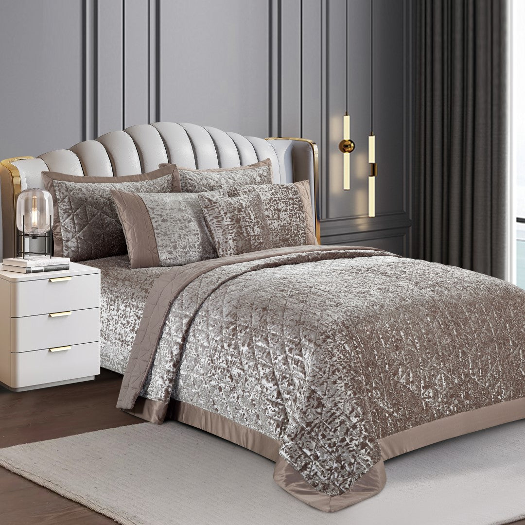 Luxury Quilted Plush Velvet Bedspread Comforter with Pillow Case