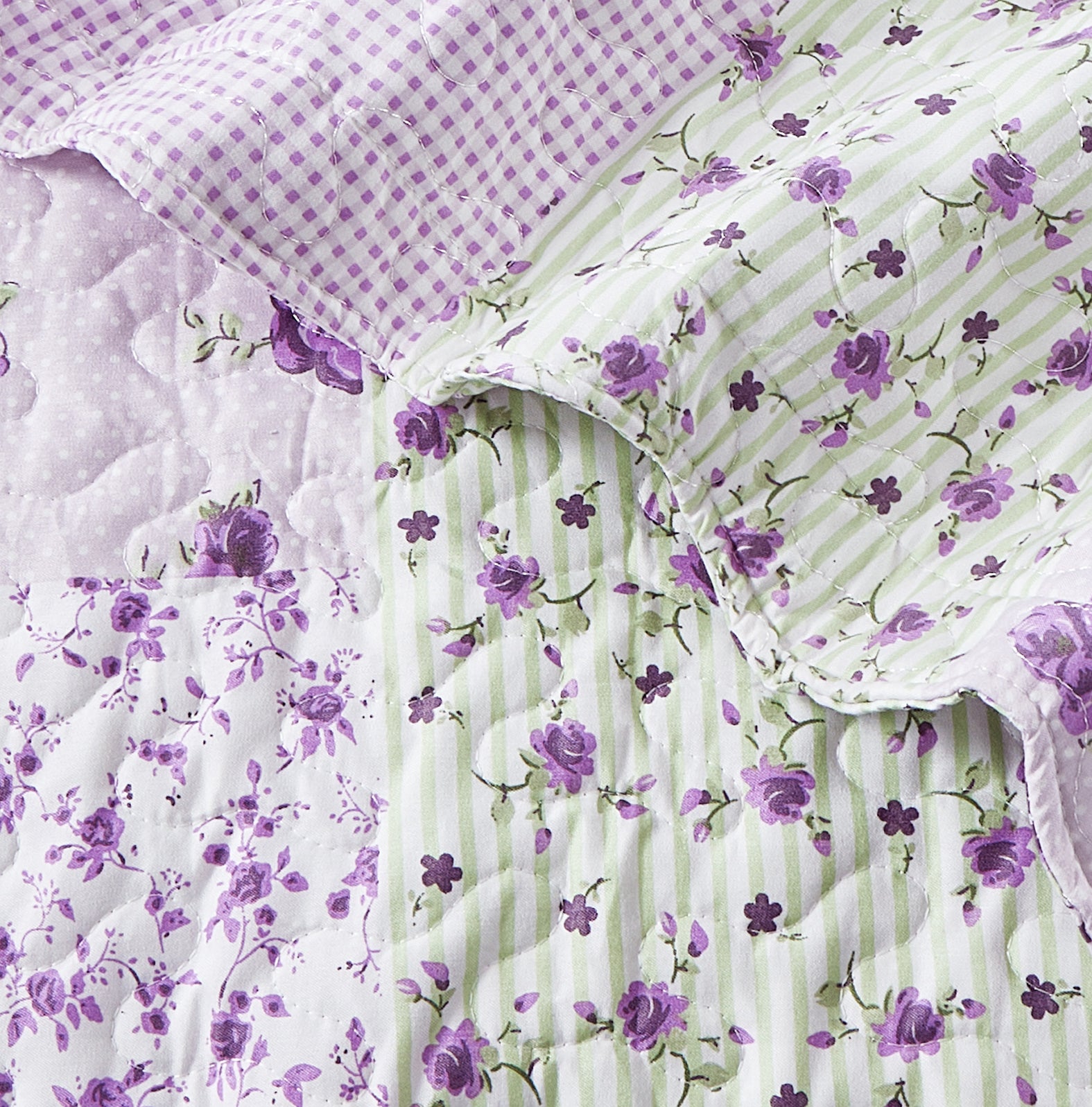 Luxury Quilted Patchwork Embroidered Bedspread Comforter with Pillow Case