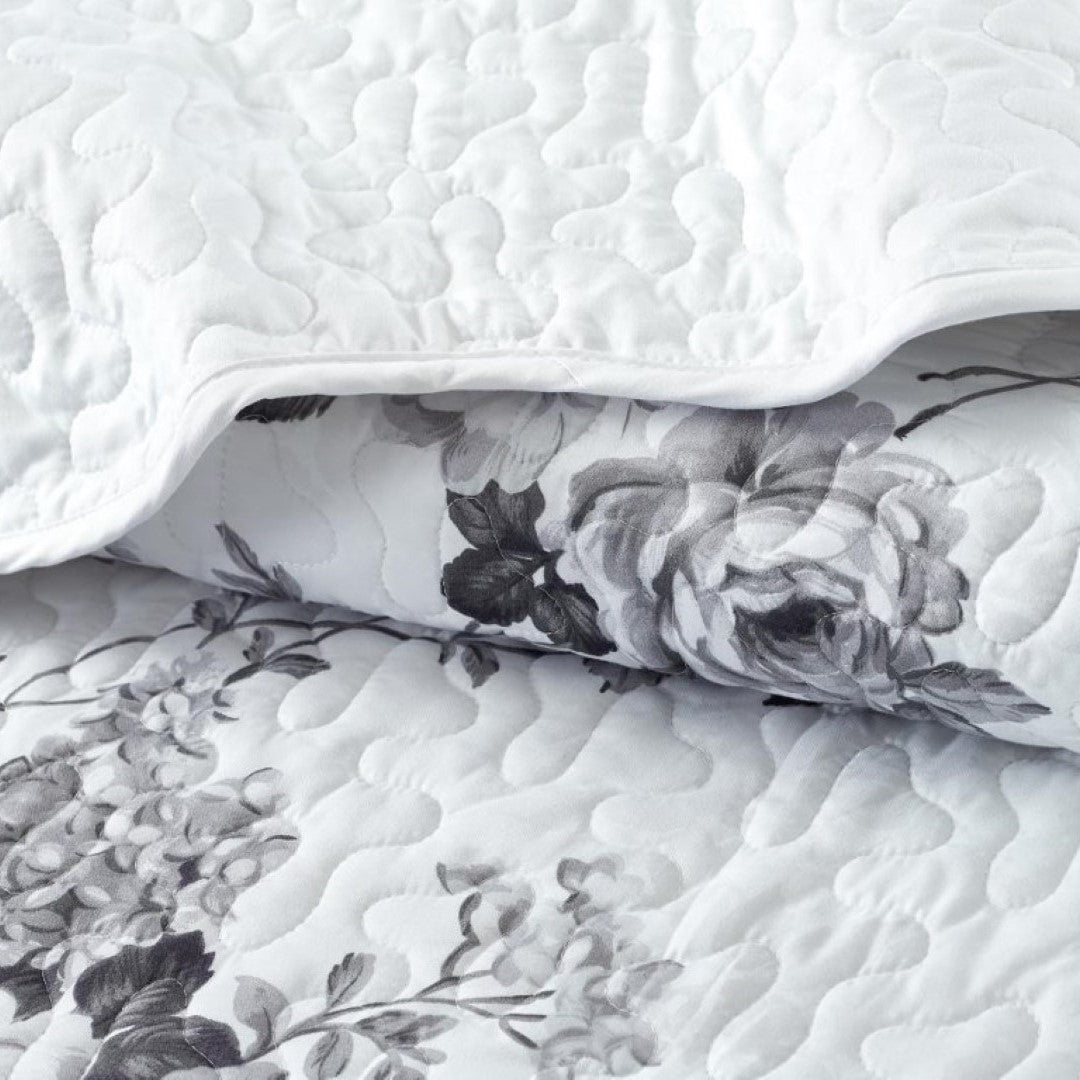 Printed Embroidered Quilted Bedspread Comforter with Pillow Case