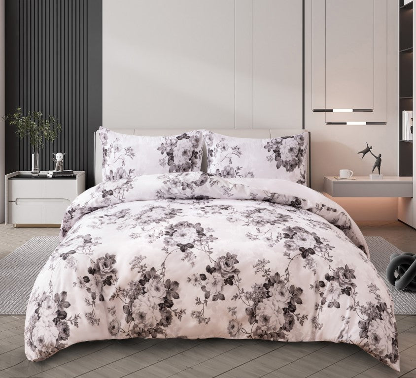 Breathable Cotton Rich Quilt Duvet Cover Set With Fitted Sheet